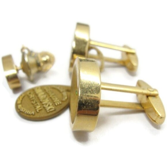 Sarah Coventry Cufflinks Set Swarovski Crystal Gold Tone Wedding Tux Vintage - Picture 4 of 13